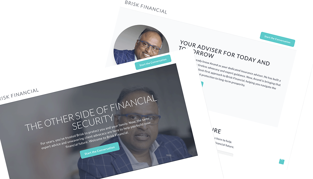 Actual website for a financial advisory firm