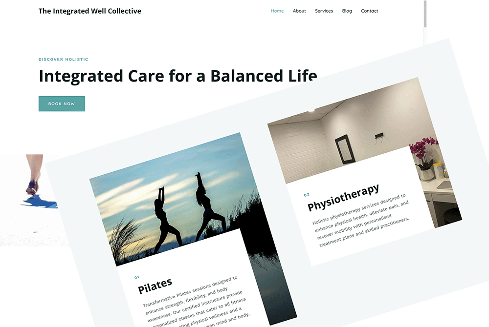 Example website for an integrated wellness centre